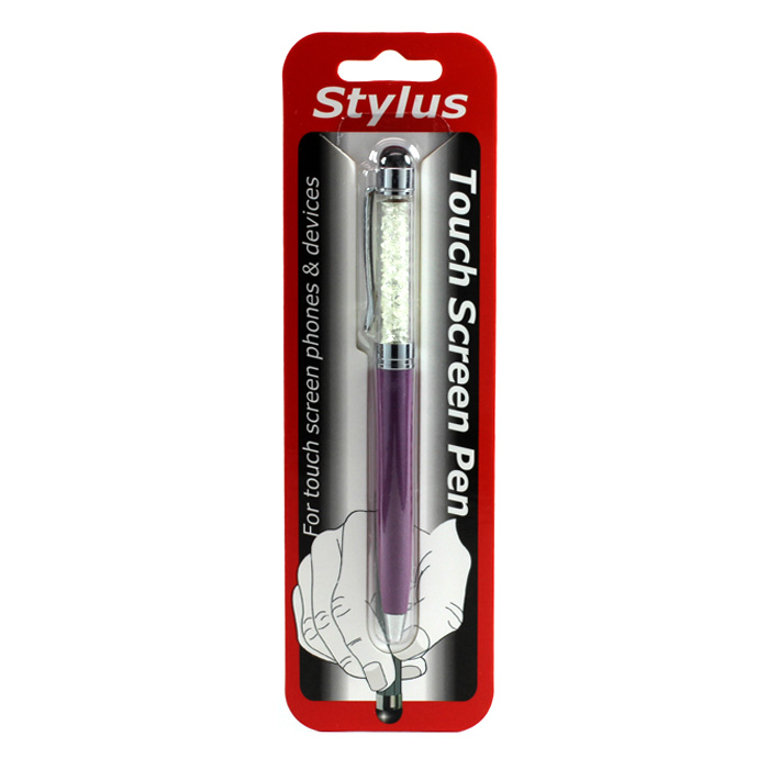 2 in 1 GLITTER Stylus Touch Pen with Writing Pen (Purple)